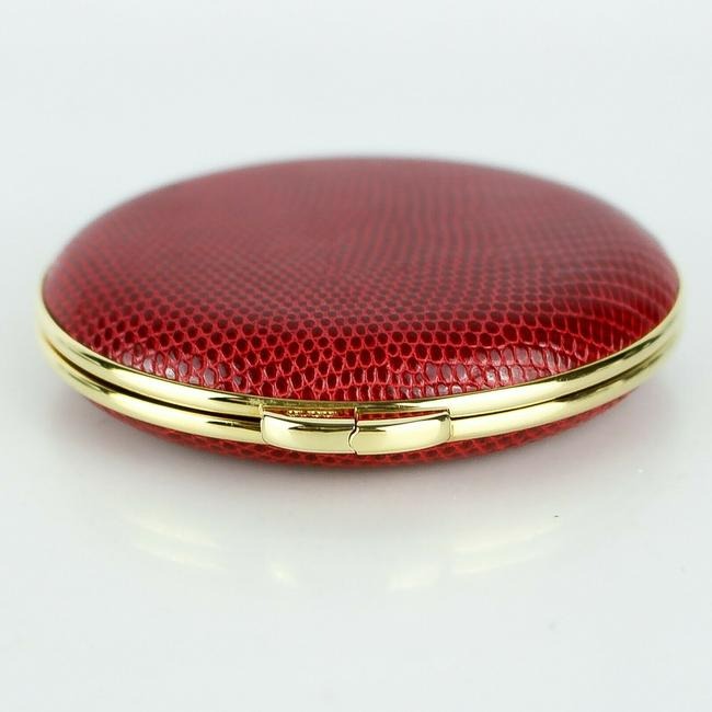 Gucci Red Lizard Leather Gold Compact