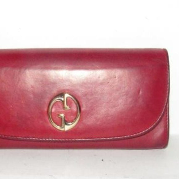 Gucci Supple Dark Red GG Leather XL Checkbook