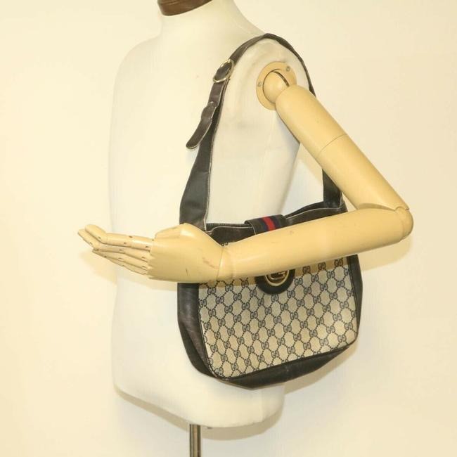 Gucci Ophidia Top Handle Bag Xl W Printleather Sherry Stripe And Gold G Navy Guccissimaredblue Leath