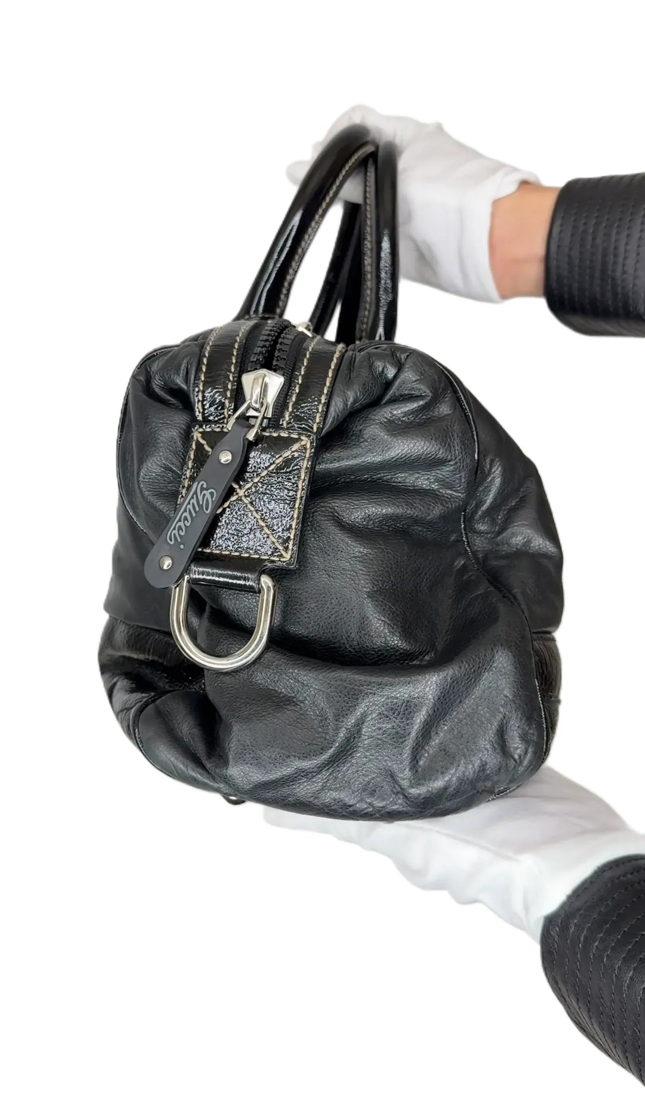 Gucci Medium Snow Glam Boston Bag - Black Handle EL-01