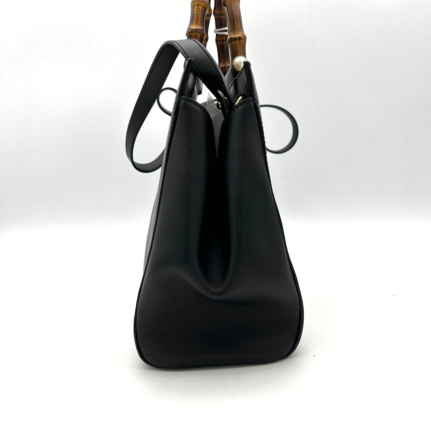Gucci Black Leather Nymphaea Bamboo Tote Gucci LA14305