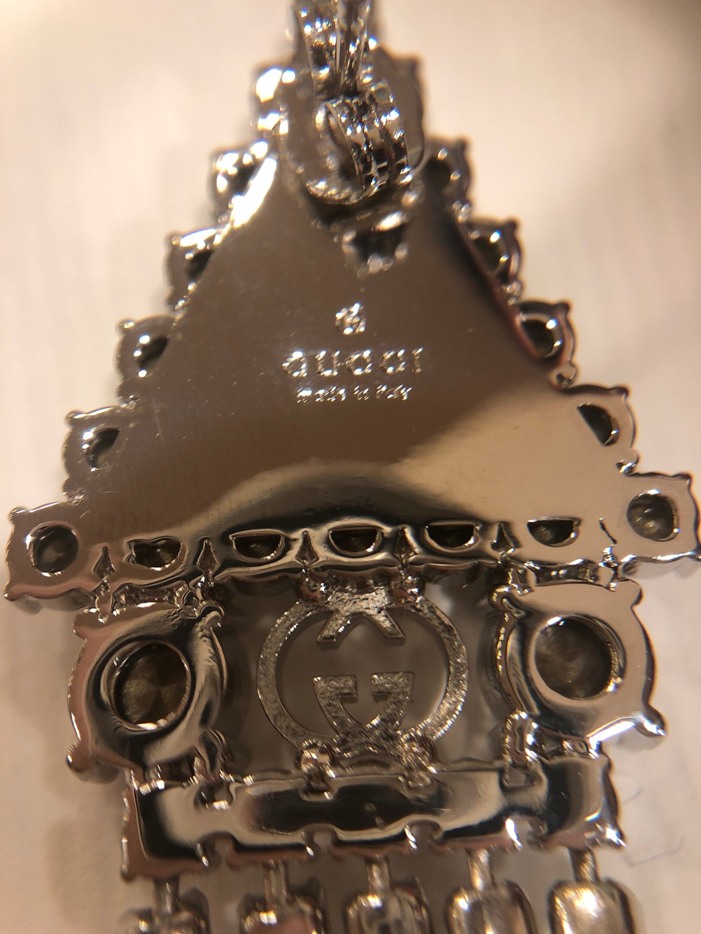 Gucci Crystal Embellished Long Single Earring in Silver