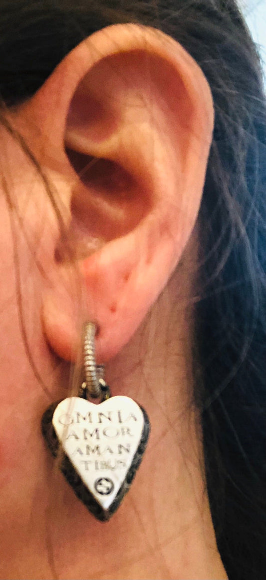 Gucci Sterling Silver Earrings with Engraved Heart