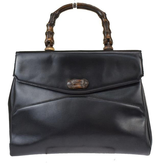 Gucci Daily Top Handle W Bamboo Clasp Khaki Brown Leather Shoulder Bag