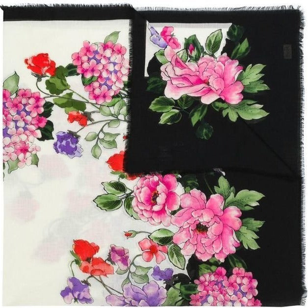 Gucci Rising Flower Silk Scarf in White