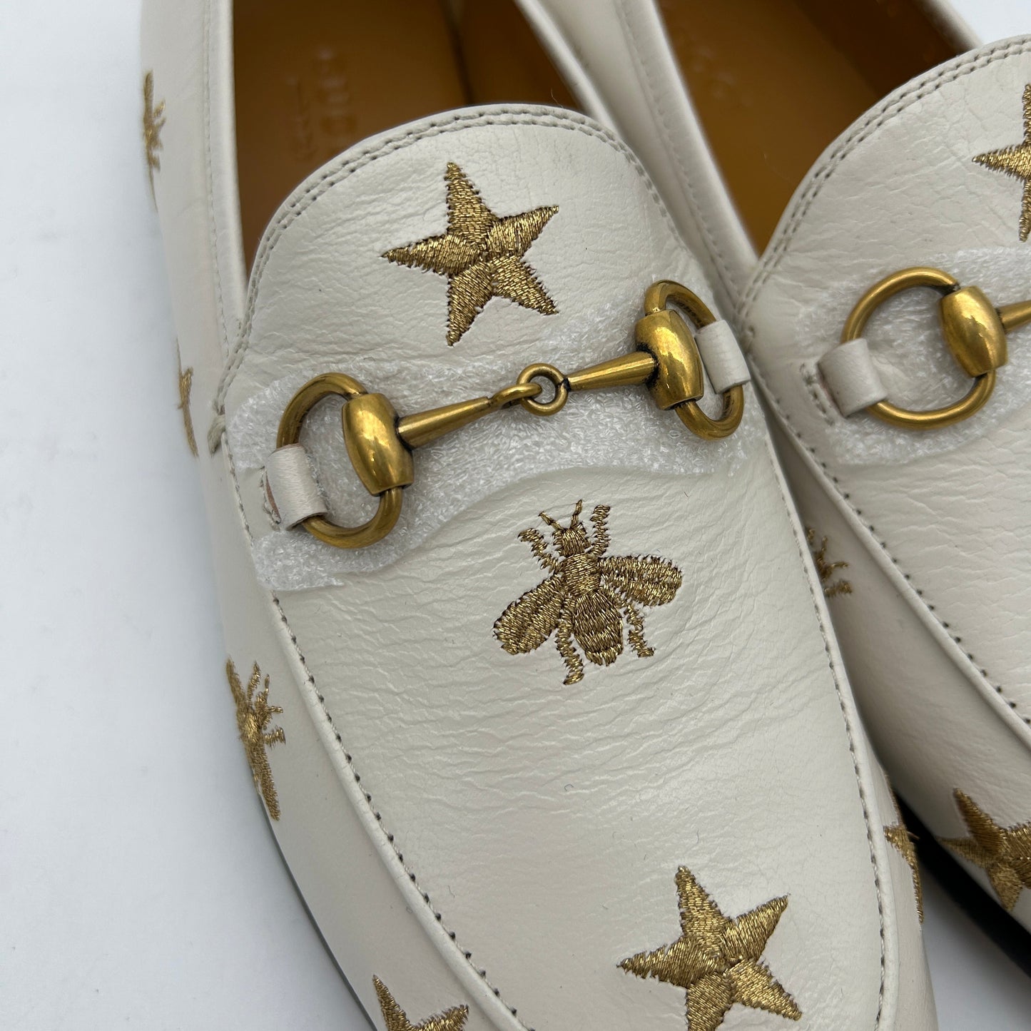 GUCCI - Jordaan Flat - Leather White for Women, US Women`s Size 4 24080802