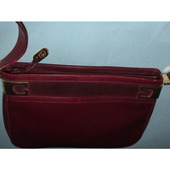Gucci Supreme Shoulder Bucket With Gold Gg Accents On Top Burgundy Leather Hobo Bag