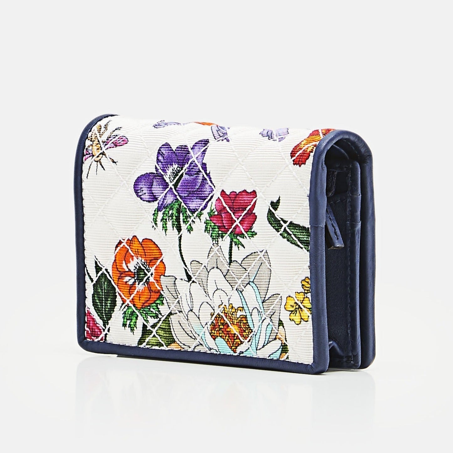 Gucci Trapuntata Floral-print Faille Cardholder in Navy