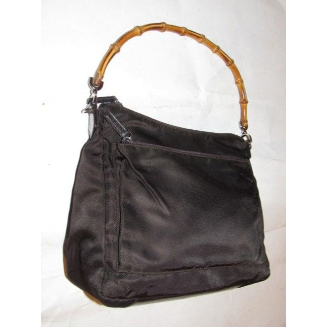Gucci Vintage Pursesdesigner Purses Brown Canvas And Leather With A Bamboo Handle Accents Satchel