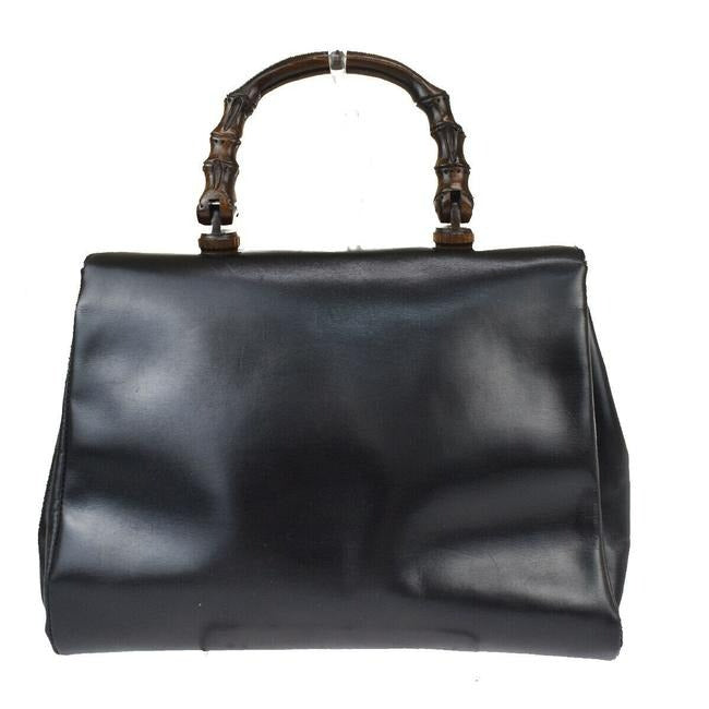 Gucci Daily Top Handle W Bamboo Clasp Khaki Brown Leather Shoulder Bag