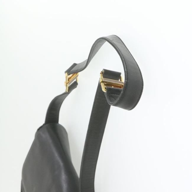 Gucci Soft Black Leather Bucket Bag Pouch With Enamel Buckle Accents