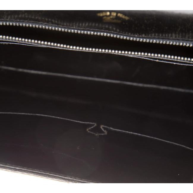1960's Gucci black lizard top handle Kelly bag w blue lapis clasp