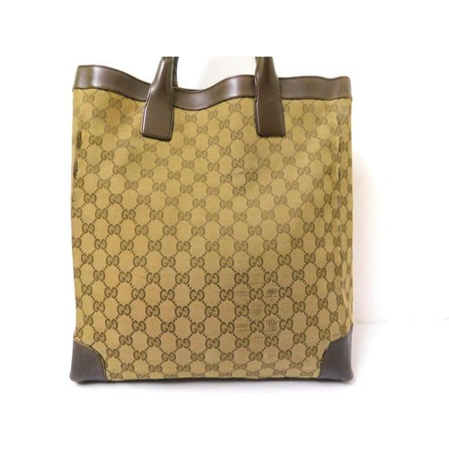 Gucci Pursesdesigner Purses Brown Large G Logo Print Canvas And Brown Leather Satchel
