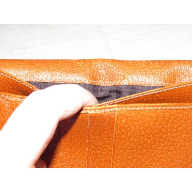 Gucci Brown Large G Logo Print Canvas And Orange Brown Leather Vintage Wallet