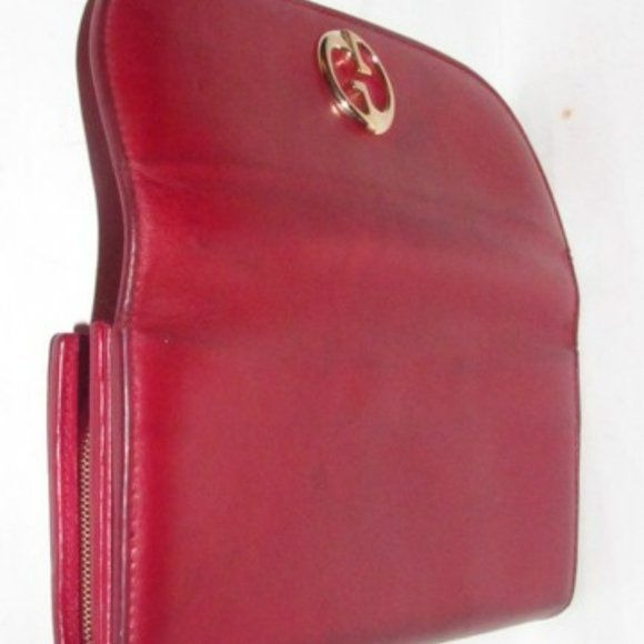 Gucci Supple Dark Red GG Leather XL Checkbook