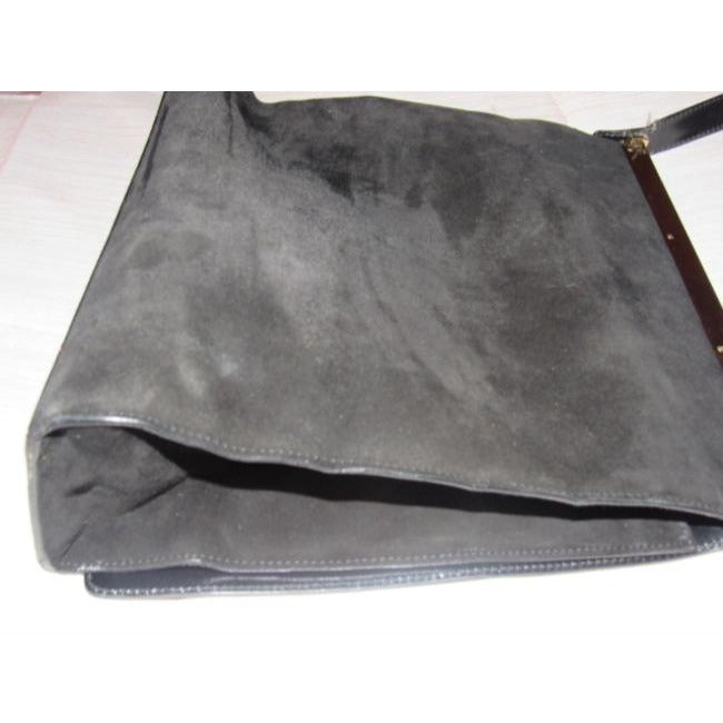 Gucci Suedeleather Top Handle Black Suedegold Patent Leather Shoulder Bag