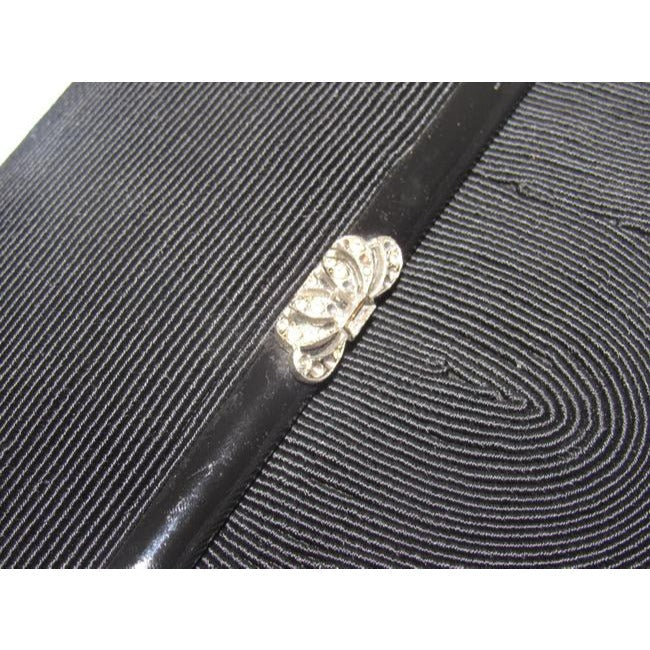 Gucci Evening W Early Enamel And Rhinestone Clasp Black Silk Corde Shoulder Bag