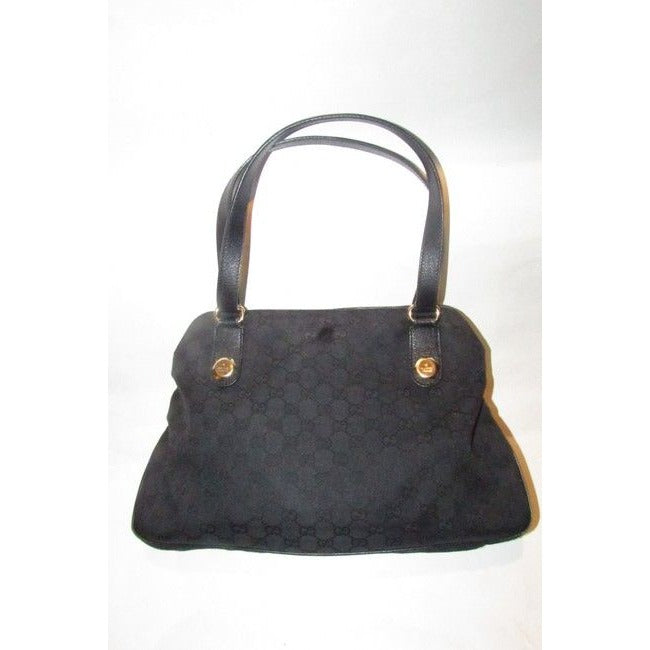 Gucci Vintage Pursesdesigner Purses Black Leather And Gg Leather Satchel