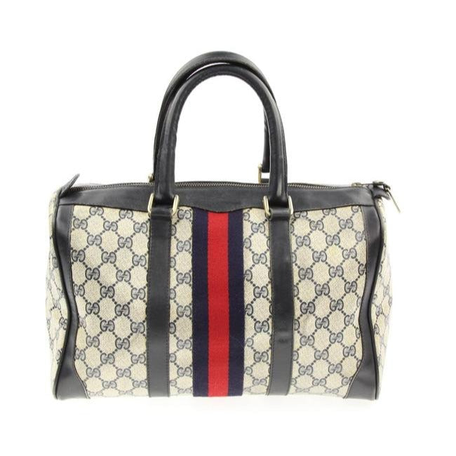 Gucci Boston Bag Xl Guccissima Print Coated Canvas Early Blue Leather And Gg Leather Satchel