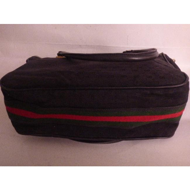 Gucci W Micro Guccissima Print Two Redgreen Stripe Black Leather Satchel