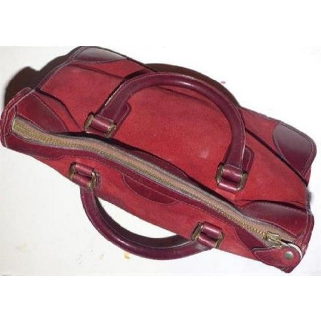 Gucci Vintage Burgundy Leather Suede Satchel