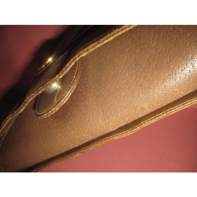 Gucci Vintage Brown Leather And Large G Logo Print Coated Canvas With Red Green Stripe