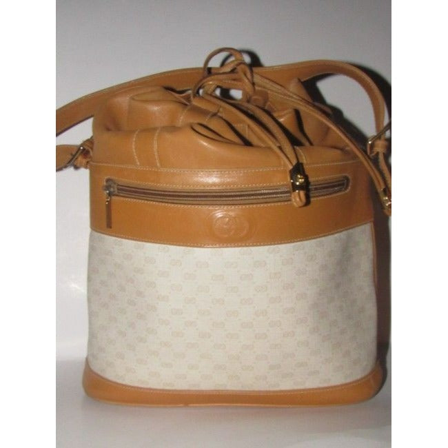 Gucci Vintage Pursesdesigner Purses Camel Leather And A Camel Small G Print On Ivory Coated Canvas S