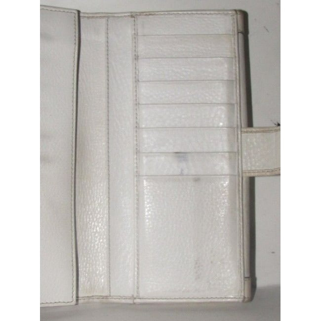 Gucci White Leather With Chrome Accents Vintage Wallet