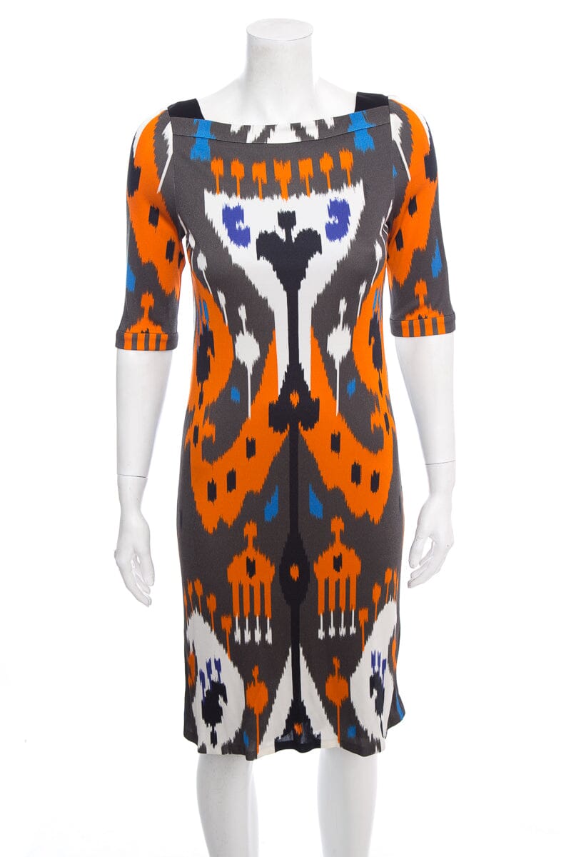 Gucci Multicolor Orange and Grey Printed Fitted Shift Dress SZ 40 NWT