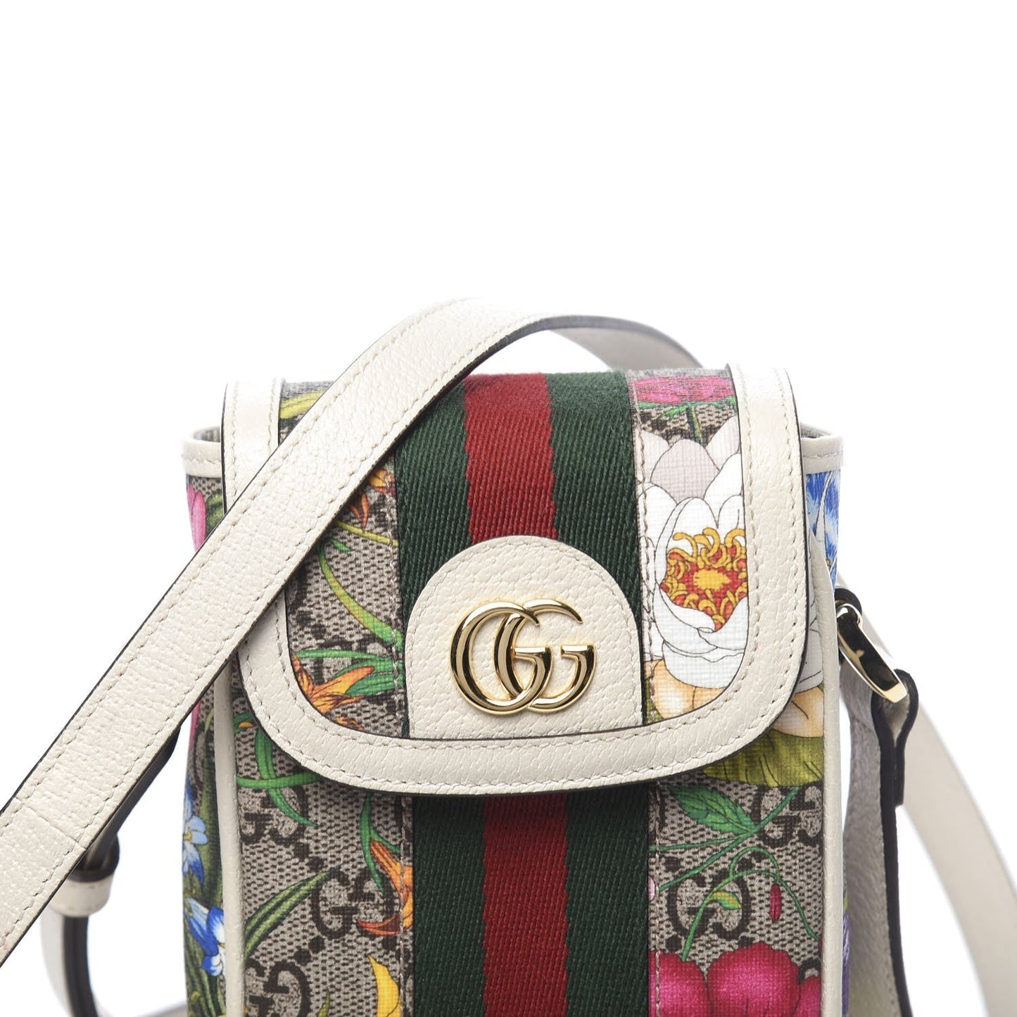 Gucci Ophidia Flora GG Crossbody Shoulder Bag in White
