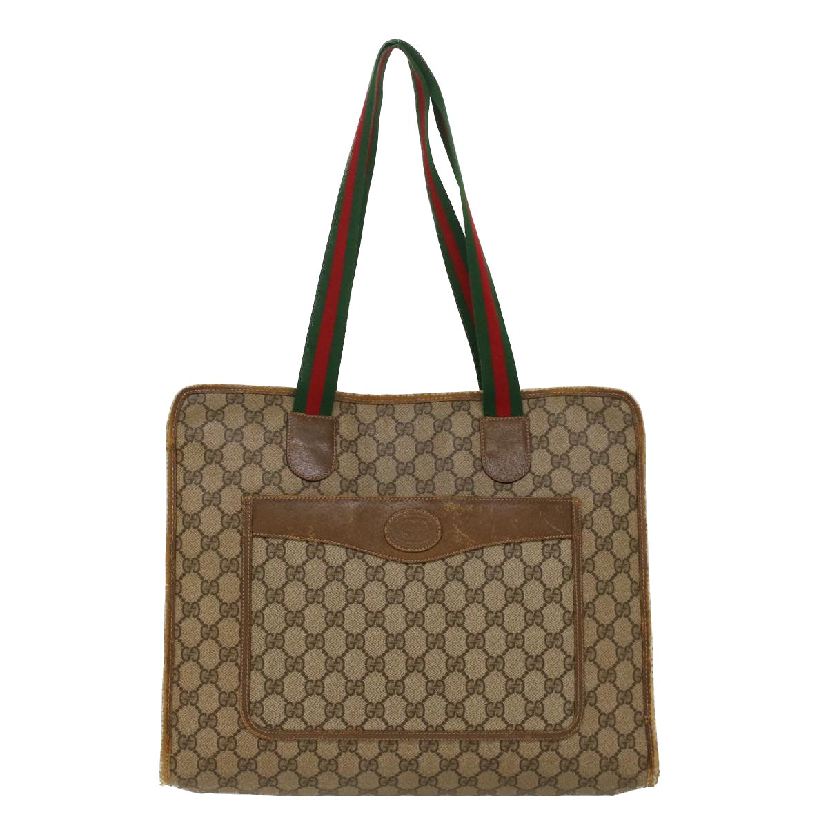 GUCCI GG Canvas Web Sherry Line Tote Bag Beige Red Green 89.02.997  ep1045