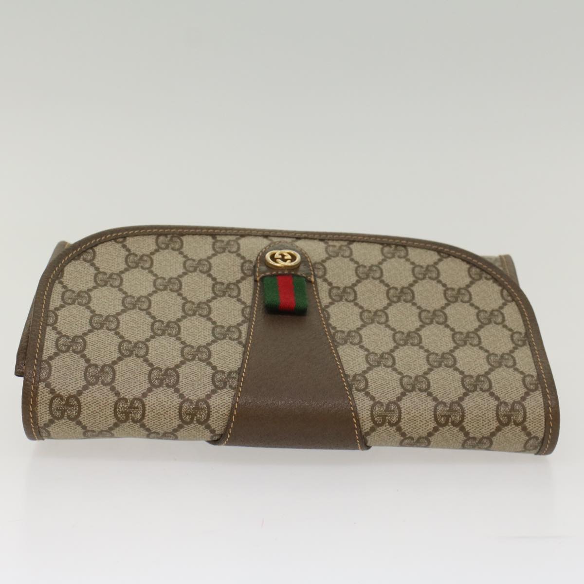 GUCCI GG Canvas Web Sherry Line Clutch Bag Beige Red Green 14.01.030  ep1124