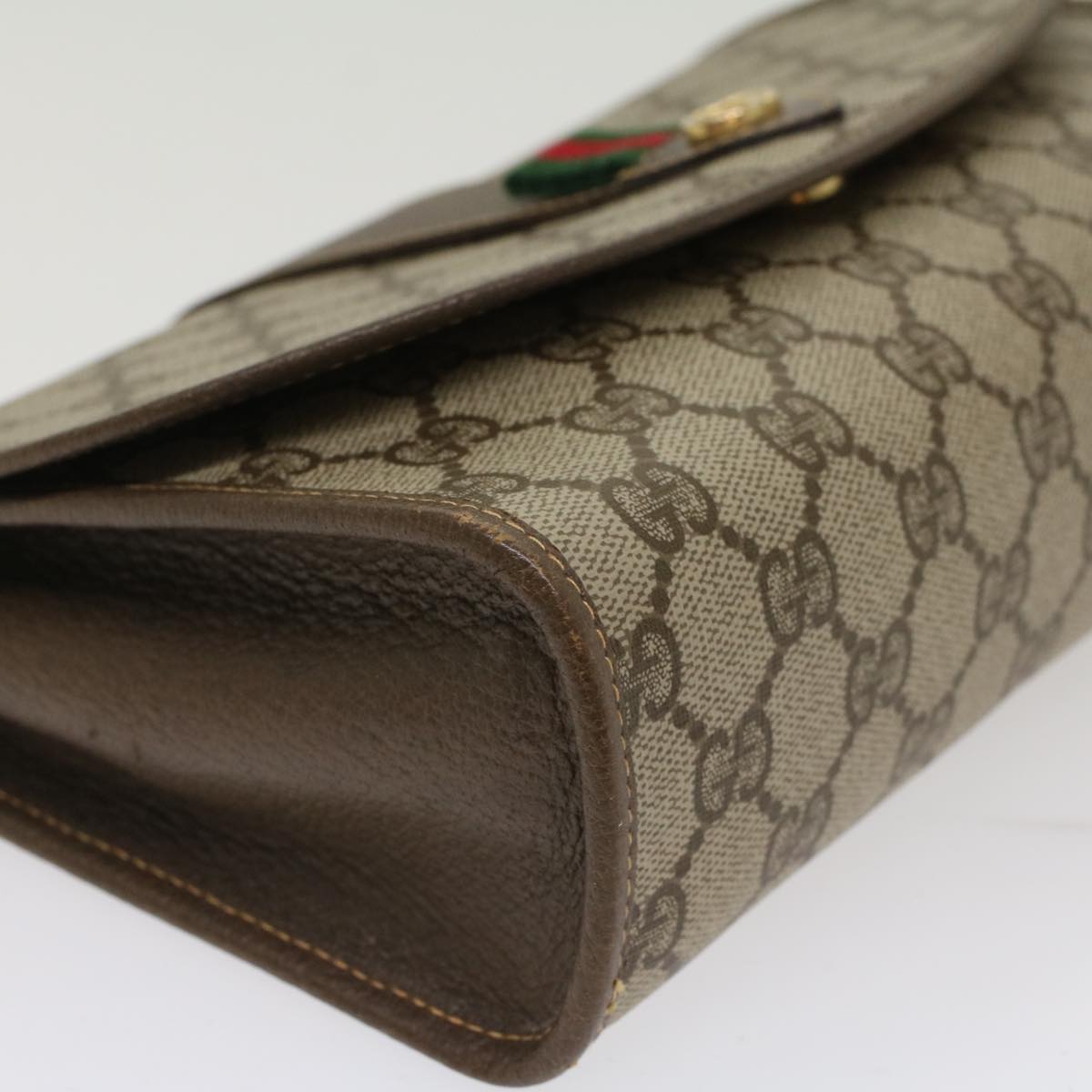 GUCCI GG Canvas Web Sherry Line Clutch Bag Beige Red Green 14.01.030  ep1124