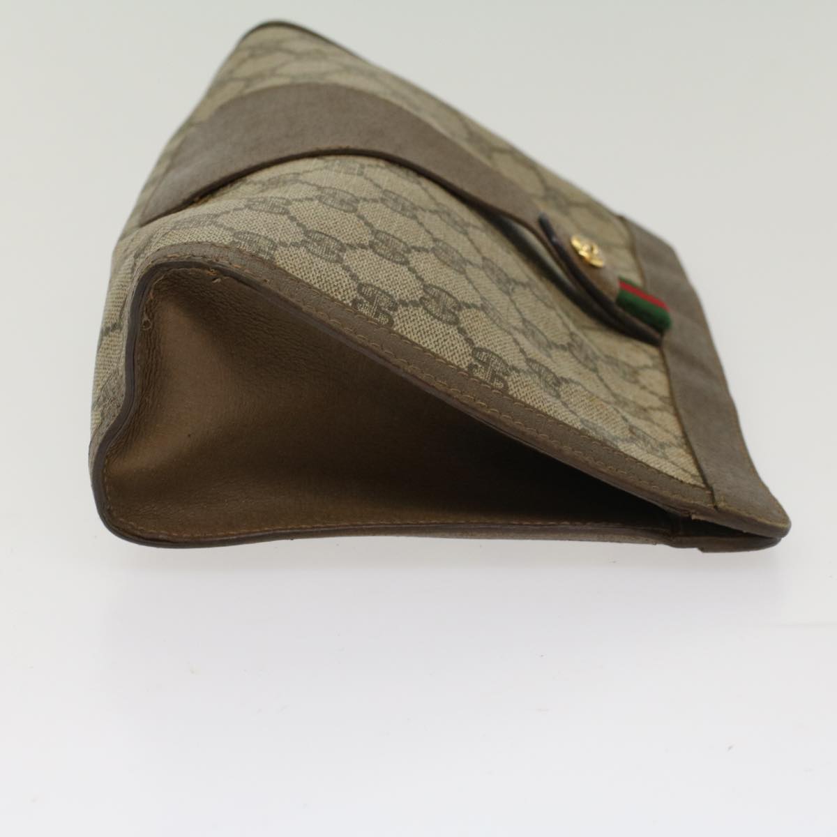 GUCCI GG Canvas Web Sherry Line Clutch Bag Beige Red 5601012  ep1196