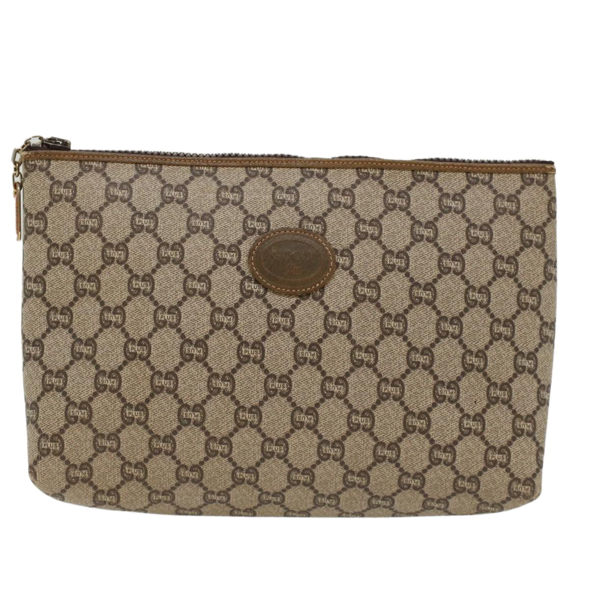 GUCCI GG Plus Canvas Clutch Bag PVC Leather Beige  ep1228