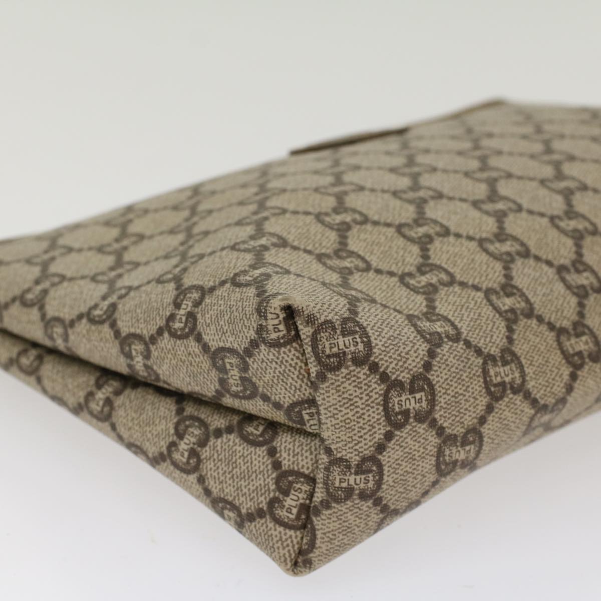 GUCCI GG Plus Canvas Clutch Bag PVC Leather Beige  ep1228