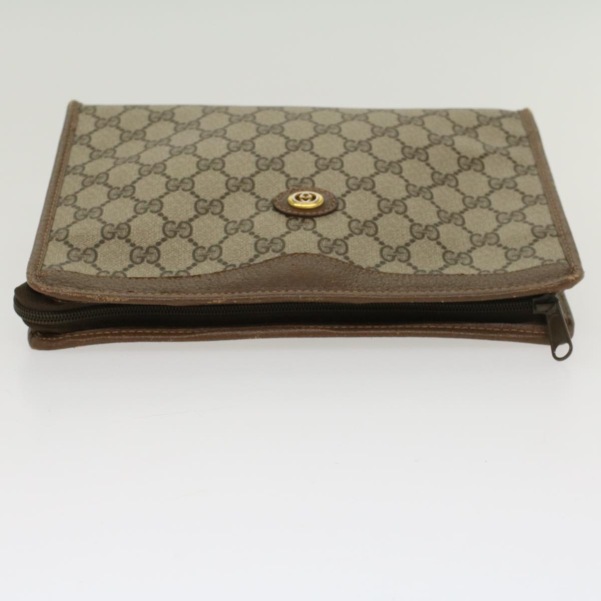 GUCCI GG Canvas Clutch Bag PVC Leather Beige  ep898