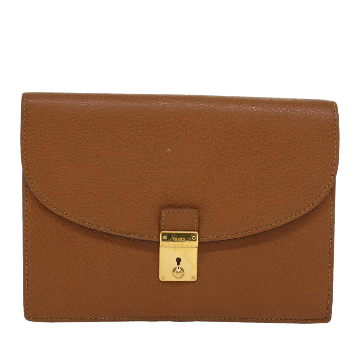 GUCCI Clutch Bag Leather Brown  ep904