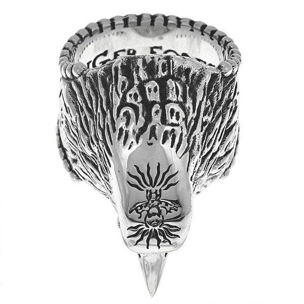 Gucci Anger Forest Eagle Head Ring In Sterling Silver