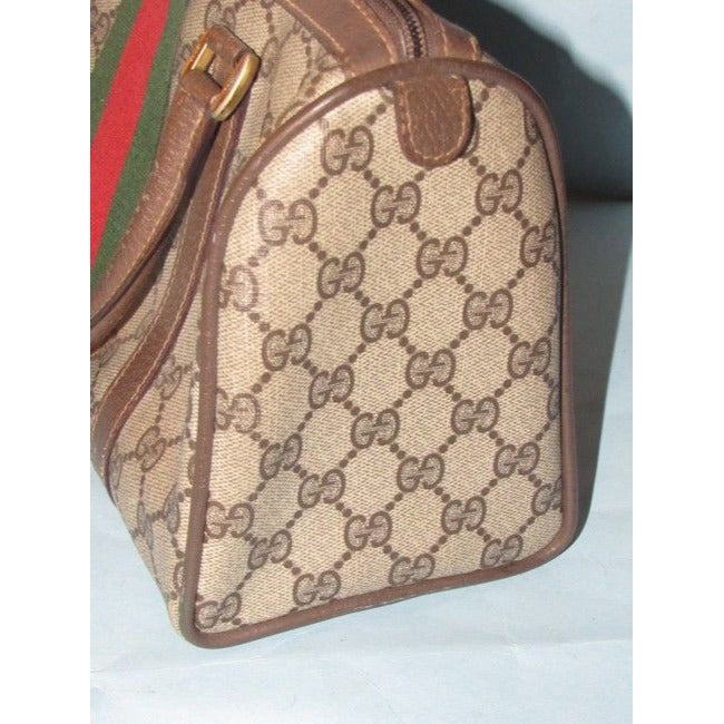 Gucci Boston Bag Guccissima Print Coated And Leather Brown Patent Gg Canvas Satchel