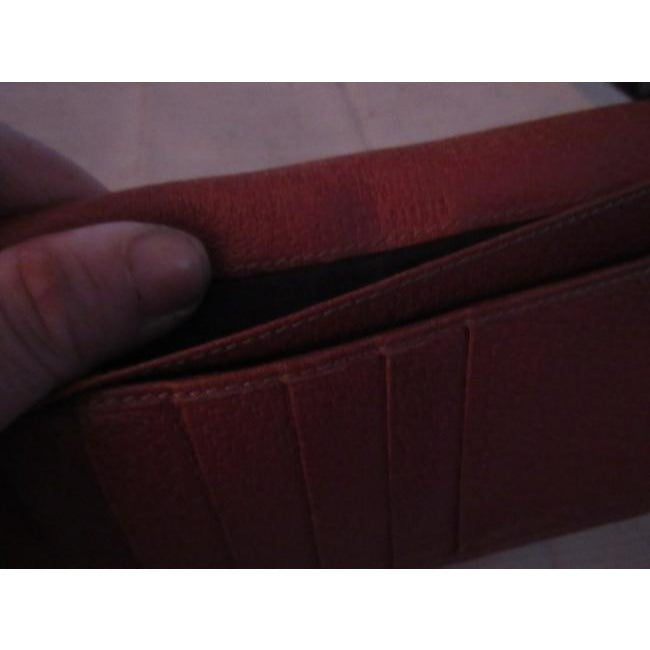 Gucci Brown Large G Logo Print Canvas And Orange Brown Leather Vintage Wallet