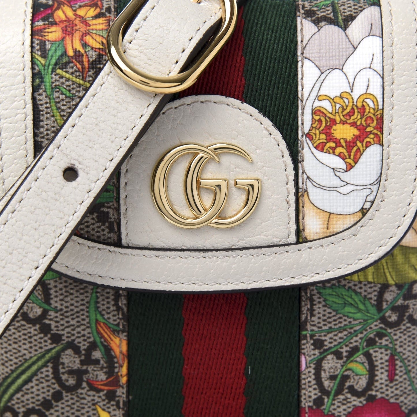 Gucci Ophidia Flora GG Crossbody Shoulder Bag in White