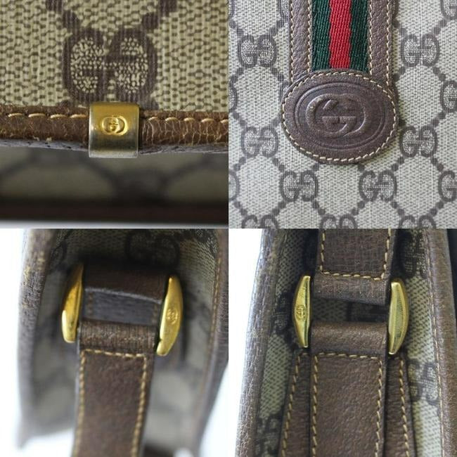 Gucci W Guccissima Sherry Stripe Brown G Print Red Green Leather Coated Canvas Messenger