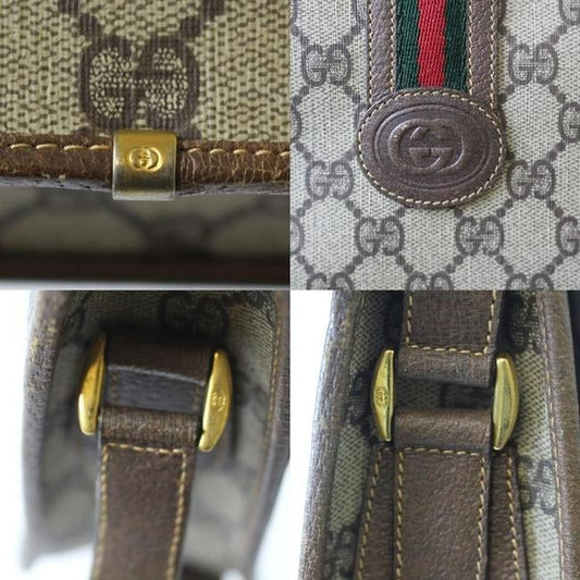 Gucci W Guccissima Sherry Stripe Brown G Print Red Green Leather Coated Canvas Messenger