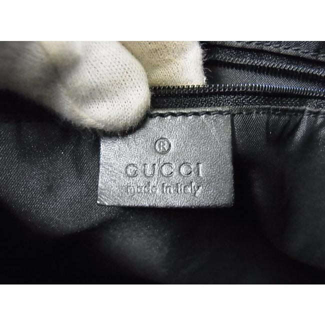 Gucci Jackie New O Logo Black Charcoal Gray Leather Canvas Hobo Bag