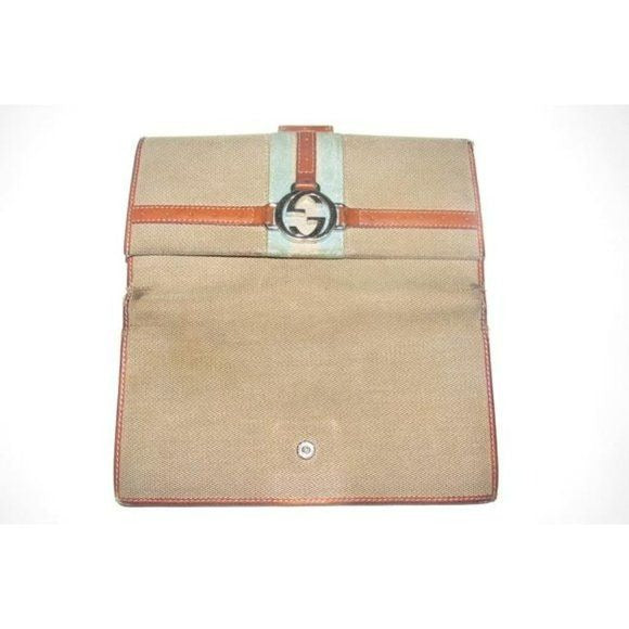 Gucci RARE Web Reins Britt Blondie Khaki Canvas