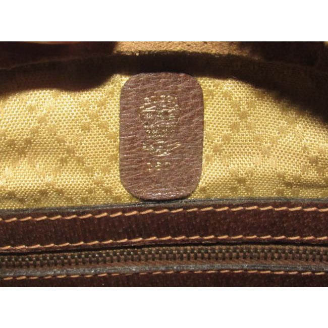 Gucci Xl W Guccissima Print Canvasleather Stripe Brown Coated Canvas And Leather Satchel