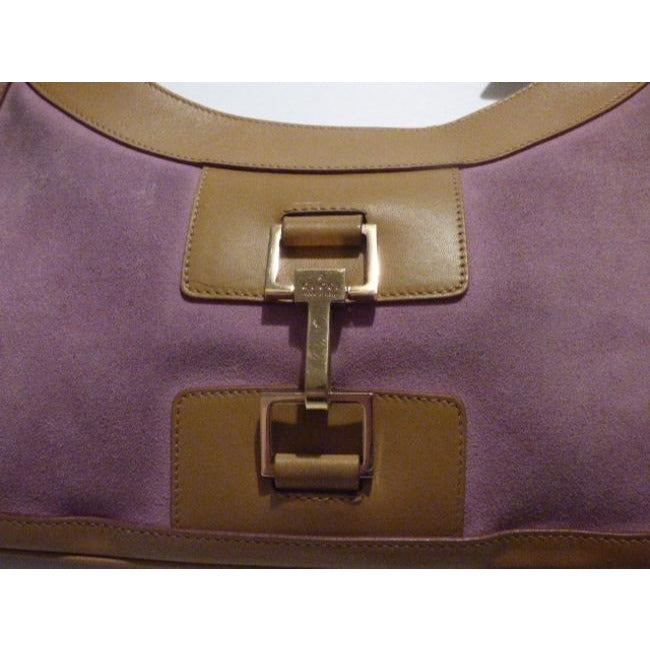 Gucci Vintage Pink Suede And Camel Leather Hobo Bag