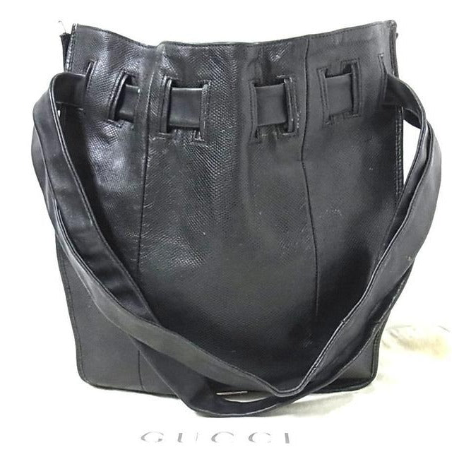 Gucci vintage Tom Ford black snakeskin leather drawstring top bucket bag