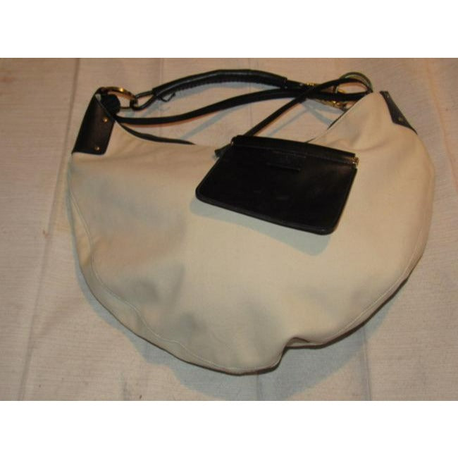 Gucci Vintage White And Gg Leather Hobo Bag